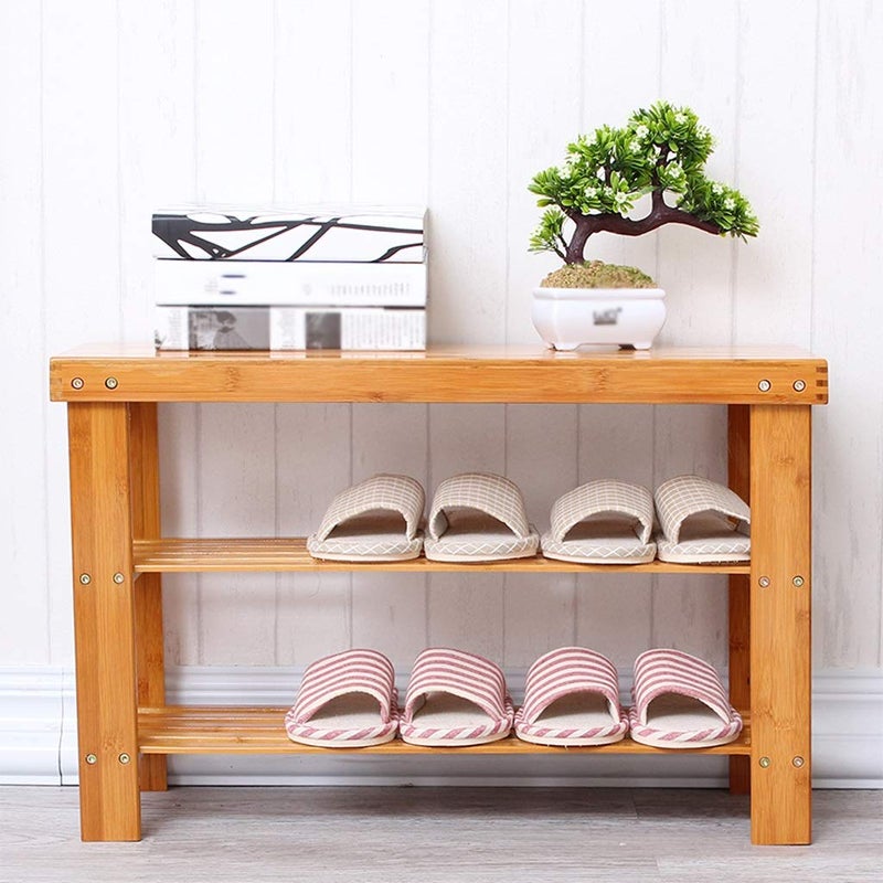 Olpad Shoe Rack 3Tier OrganizerStackable Storage Shelf with MultiFunction CombinationsFree Standing Bamboo Shoe Racks for Closet Entryway Hallway and Living Room Shoe Organization - Image 5