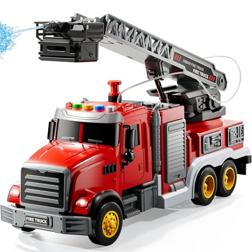 JUKUDAHU Fire Trucks for Toddlers 35 Years Old Firetruck Playset with Rotating Ladder Sound and Light Trucks for Kids Ages 48 Car Toys Playset Birthday Firefighter Gifts for Girls 34 57 - Image 1