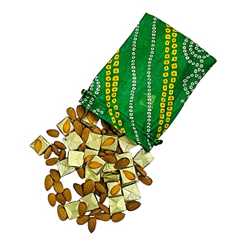 KRIWIN Pack of 30pcs Bandhej Print Silk Potli Bags, 12 x 18 cm, Multicolour Gift Pouches for Cash and Jewellery - Image 3