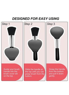 Brrnoo 3Pcs Makeup Brush Cover Protector, Silicone Brush Organizer Case For Makeup Storage And Makeup Bag, Dustproof Reusable Brush Holders For Travel (Black)  - Image 3