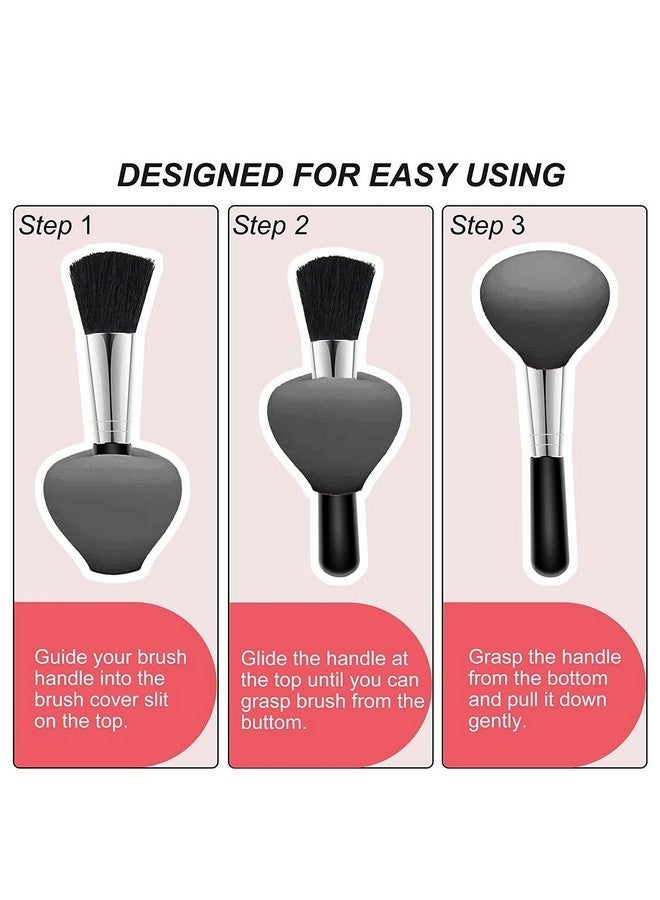 Brrnoo 3Pcs Makeup Brush Cover Protector, Silicone Brush Organizer Case For Makeup Storage And Makeup Bag, Dustproof Reusable Brush Holders For Travel (Black) - Image 3