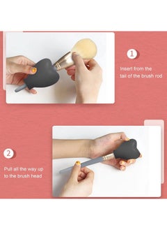 Brrnoo 3Pcs Makeup Brush Cover Protector, Silicone Brush Organizer Case For Makeup Storage And Makeup Bag, Dustproof Reusable Brush Holders For Travel (Black)  - Image 2