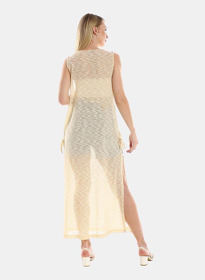 kady Jamila Women Knitted Cap Sleeves Cover up ,beige-XXL- Fitted - Image 3