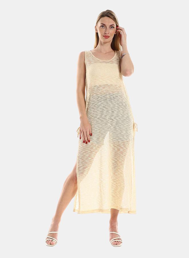 kady Jamila Women Knitted Cap Sleeves Cover up ,beige-XXL- Fitted - Image 1