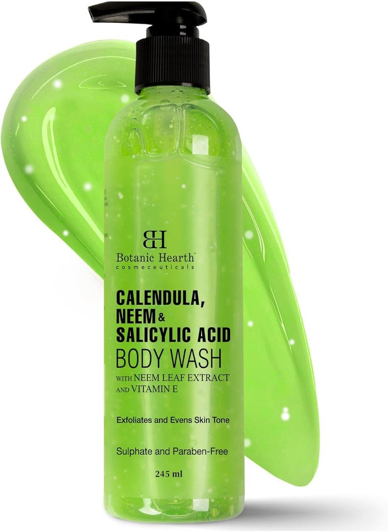 Botanic Hearth Botanic Hearth Calendula, Neem & Salicylic Acid Body Wash | Prevents Acne & Back Acne, Removes Dead Skin, Exfoliating Body Wash Shower Gel for Women & Men | Sulfate & Paraben Free | 245ml  - Image 1
