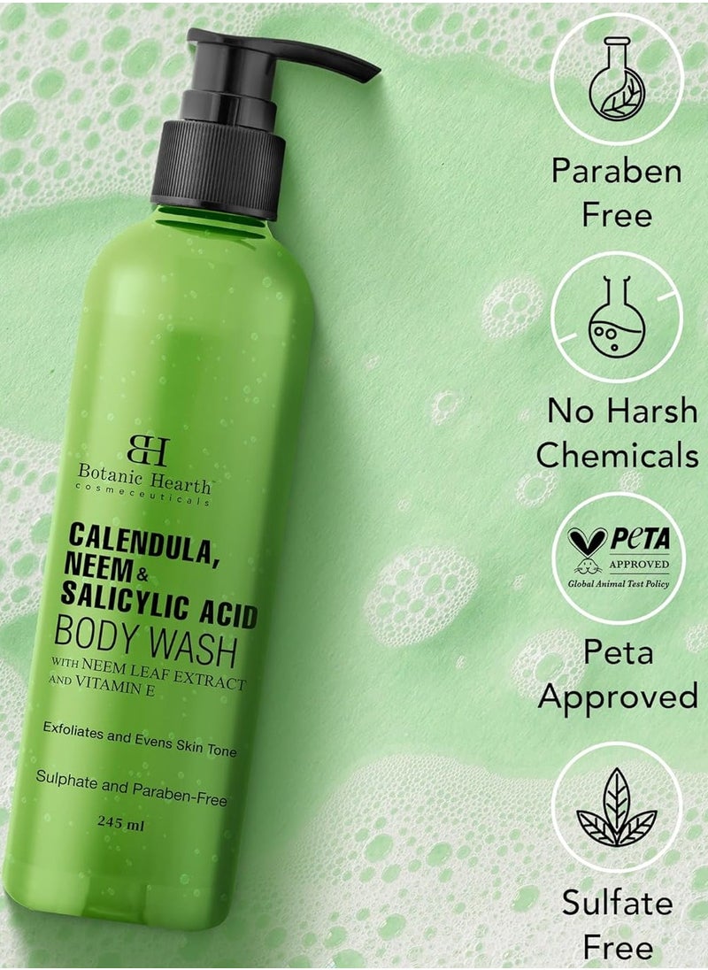 Botanic Hearth Botanic Hearth Calendula, Neem & Salicylic Acid Body Wash | Prevents Acne & Back Acne, Removes Dead Skin, Exfoliating Body Wash Shower Gel for Women & Men | Sulfate & Paraben Free | 245ml  - Image 2