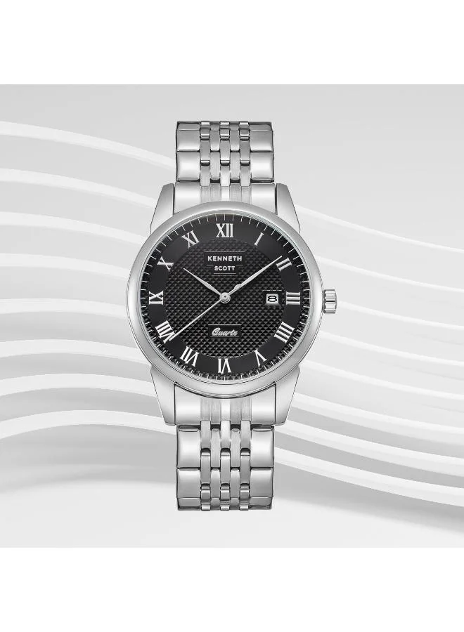 كينيث سكوت Men's Stainless Steel Analog Watch K23030-SBSB - 40x49 mm
