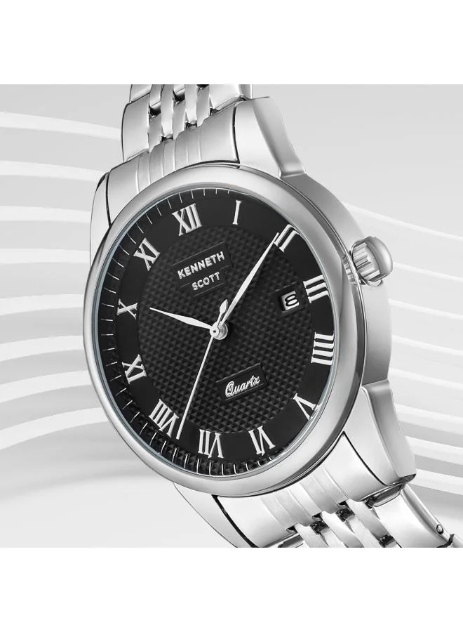 كينيث سكوت Men's Stainless Steel Analog Watch K23030-SBSB - 40x49 mm