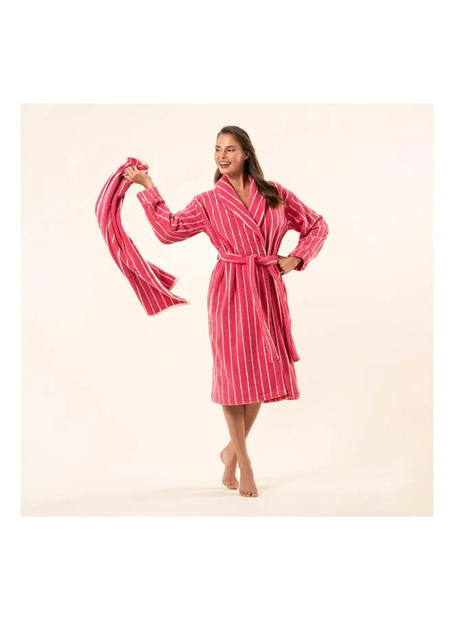 Zsa Zsa Zsu Solid Wide Striped Yarn-Dyed 100% Cotton Bath Towel 50x90 cm Fuchsia.
