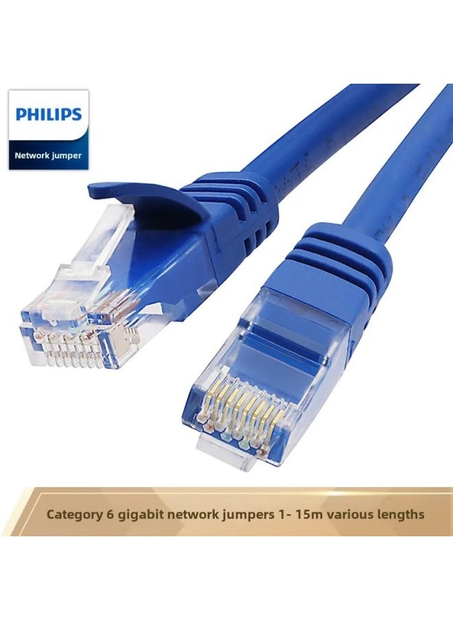 Generic Philips Six Types Of Network Cable CAT6 Gigabit Network Jumper Home Broadband Router Computer Internet Connection Line-Color:Category 6 Gigabit Cable-blue (SWA1946/93)-Line Length:15 M  - Image 1