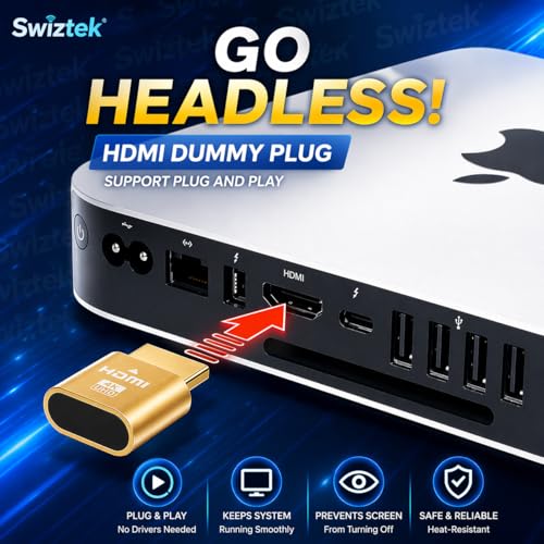 Swiztek HDMI 4K Dummy Plug, High Resolution Headless Virtual Monitor Display Adapter, Supports up to 3840x2160@60Hz (Pack of 1 HDMI Dummy Plug) - Image 4