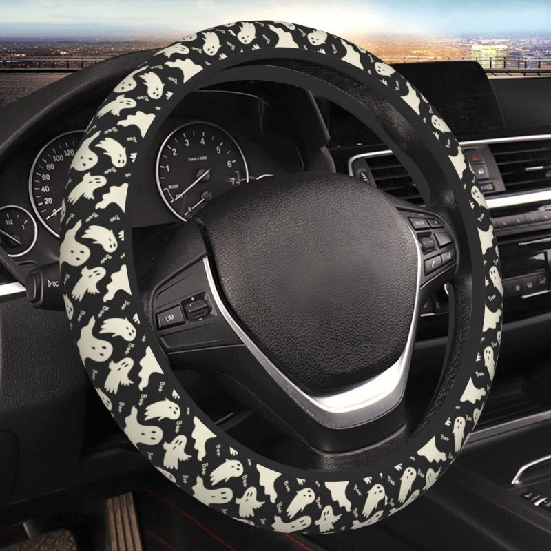 YANGDADA Ghost Pattern Steering Wheel Cover Universal 15 Inch Cute Car Accessories Protector for Women Men - Image 2