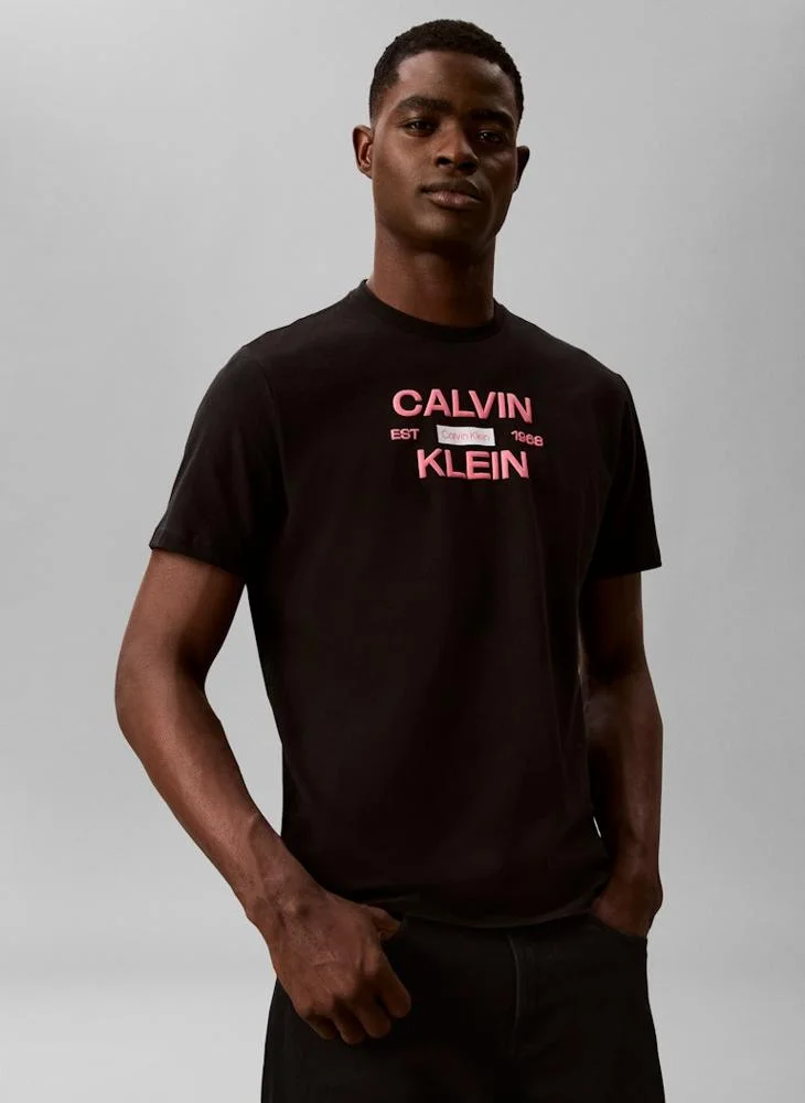 Calvin Klein Jeans Black Logo Graphic Crew Neck T-Shirt for Men | Best Price UAE
