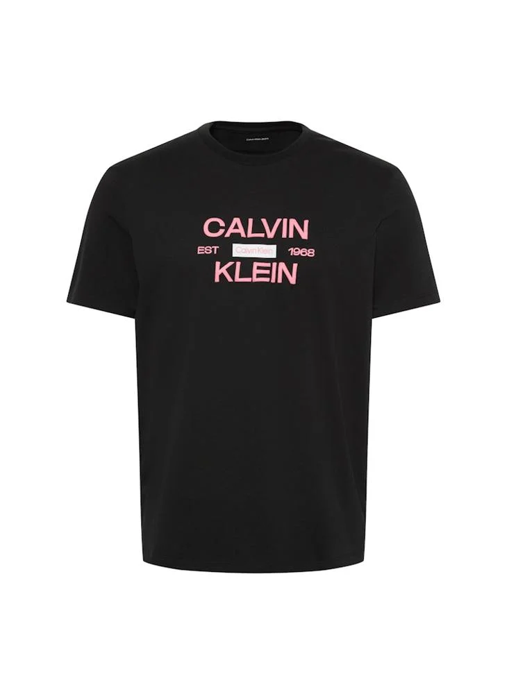 Calvin Klein Jeans Black Logo Graphic Crew Neck T-Shirt for Men | Best Price UAE