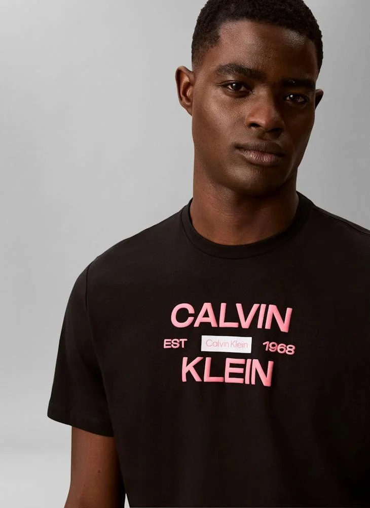 Calvin Klein Jeans Black Logo Graphic Crew Neck T-Shirt for Men | Best Price UAE
