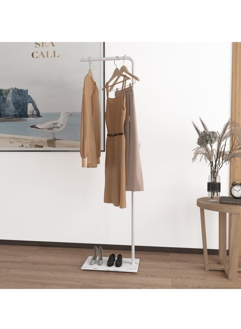 Bluejw Metal Coat Rack Freestanding with Natural Marble Base 67” 170cm Entryway Coats Hanger Stand with 3 Hooks, Home Bedroom Hotel Hall Tree for Coats, Hats, Scarves, Clothes, and Handbags - Image 4