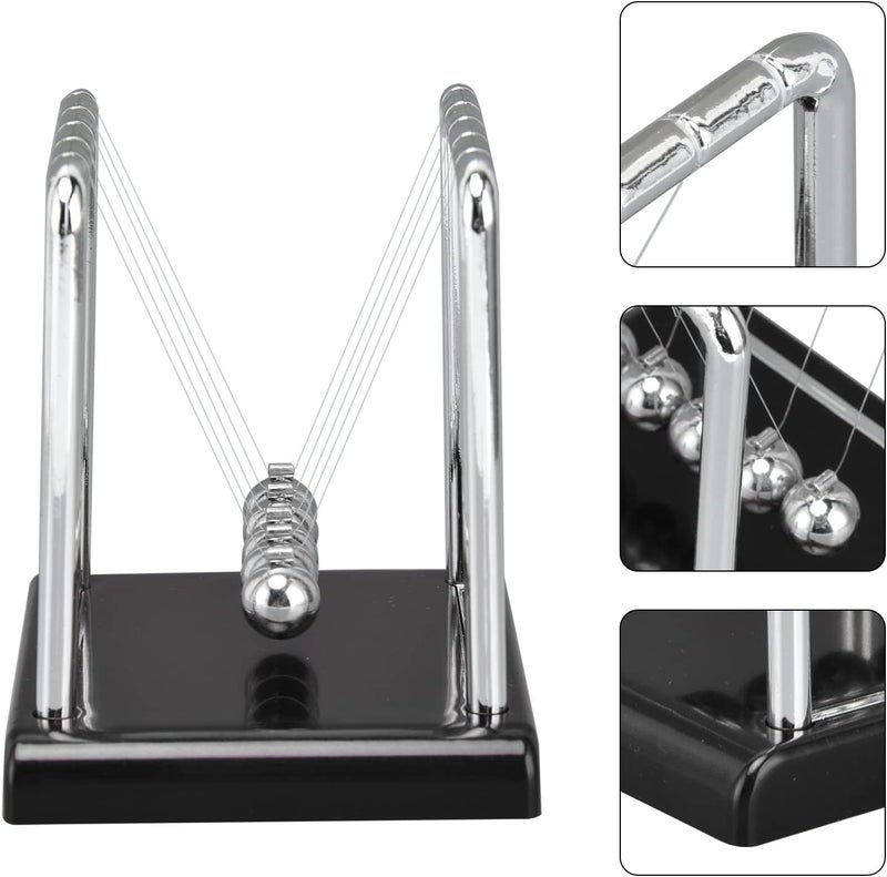 klarako Newtons Cradle Pendulum, Classic Newton Balance Ball Educational Physics Science Swinging Ball Metal Perpetual Motion Desk Toy Desktop Ornament Decoration for Home Office Decor(Black Bottom) - Image 5