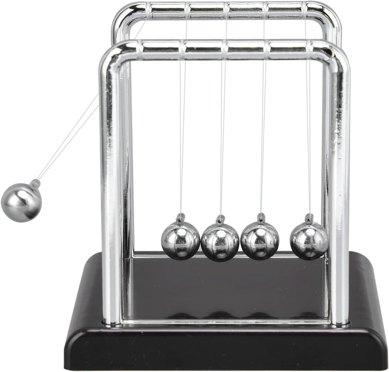 klarako Newtons Cradle Pendulum, Classic Newton Balance Ball Educational Physics Science Swinging Ball Metal Perpetual Motion Desk Toy Desktop Ornament Decoration for Home Office Decor(Black Bottom) - Image 1