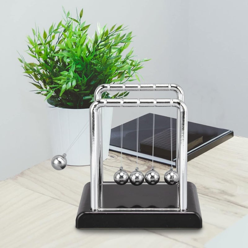klarako Newtons Cradle Pendulum, Classic Newton Balance Ball Educational Physics Science Swinging Ball Metal Perpetual Motion Desk Toy Desktop Ornament Decoration for Home Office Decor(Black Bottom) - Image 4