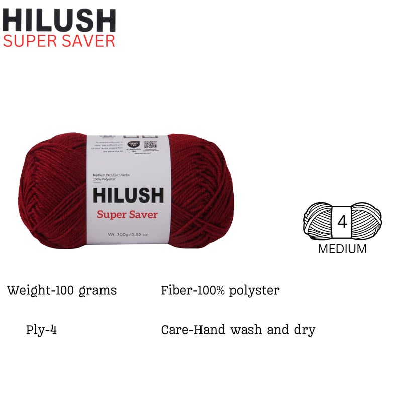 HILUSH SUPERSAVER, Poly Yarn Supersoft Hand Knitting Wool Ball, (1 Ball/100 Gram Each) Ball Suitable for Craft, Crochet, Amigurumi, Embroidery, Toys, Garments, Flowers and Hobby Projects , 2 Fine , Shade no - NNHW (Cranberry Red) - Image 2
