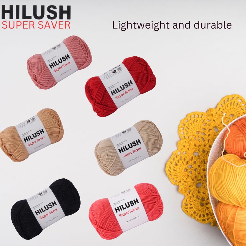 HILUSH SUPERSAVER, Poly Yarn Supersoft Hand Knitting Wool Ball, (1 Ball/100 Gram Each) Ball Suitable for Craft, Crochet, Amigurumi, Embroidery, Toys, Garments, Flowers and Hobby Projects , 2 Fine , Shade no - NNHW (Cranberry Red) - Image 3