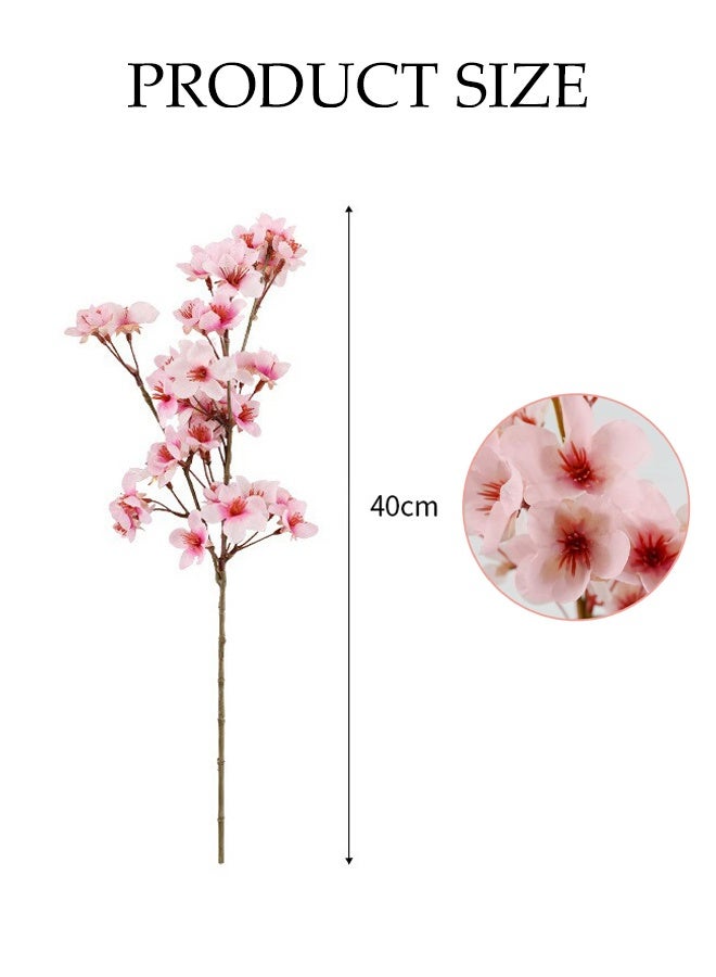 DUNISO 4 قطع من زهور الكرز الاصطناعية، زهور الخوخ الحريرية، زهور بلاستيكية ذات سيقان طويلة لتزيين المنزل والفندق والمكتب وحفلات الزفاف والحدائق، نباتات مزيفة، تزيين الخريف، تزيين الغرف، المكاتب، الحدائق، أشياء لتزيين الغرف (وردي) - Image 2