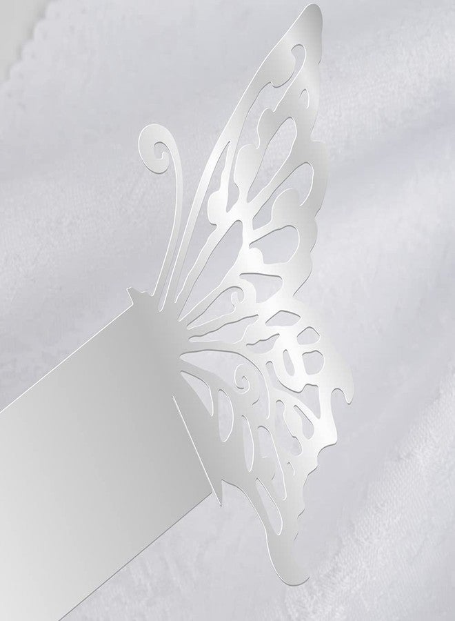 NPKRRSK 150PCS Butterfly Napkin Rings for Luxury Banquet Style, Reusable Paper Napkin Holders for Wedding Banquet Dinner Table Decor, and Catering Party Services (Silver) - Image 5