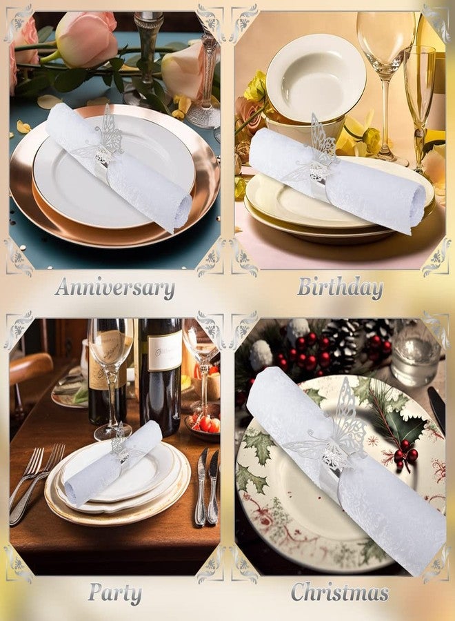 NPKRRSK 150PCS Butterfly Napkin Rings for Luxury Banquet Style, Reusable Paper Napkin Holders for Wedding Banquet Dinner Table Decor, and Catering Party Services (Silver) - Image 2