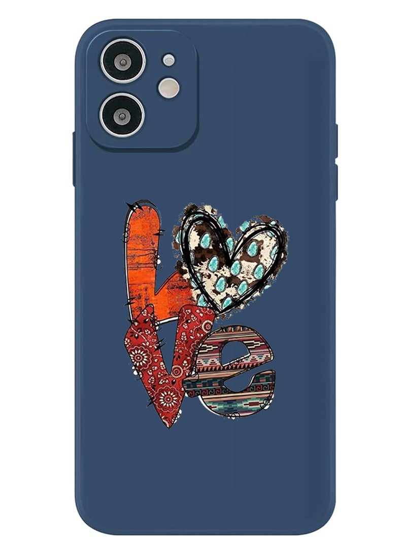 Theodor Protective Slim Fit Case Liquid Silicone Cover with Full Body Protection Anti-Scratch Shockproof Case For iPhone 12 Blue  - Love 2 copy - Image 1