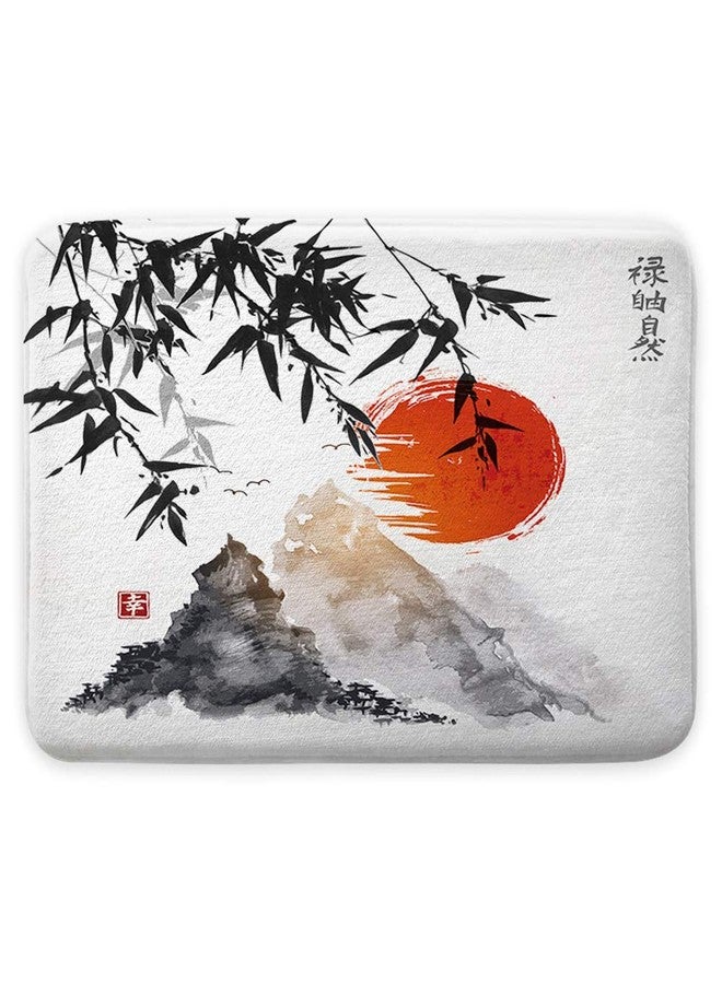 NYMB Japanese Bamboo Trees Sun and Mountains Bath Rugs Non-Slip Floor Entryways Outdoor Indoor Front Door Mat, Asian Fuji Mountain Bath Mat Bathroom Rugs, (17X29in) - Image 2
