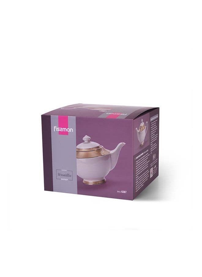 Fissman Teapot Versailles Series Porcelain Kettle, For Blooming and Loose Leaf Tea Maker, Dishwasher Safe, For Tea Lover 1350ml  - Image 4