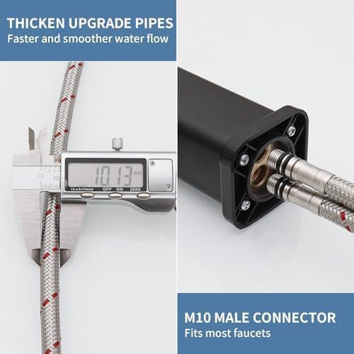 Homevacious 40-Inch Long Bathroom Kitchen Faucet Connector Braided Supply Hose 3/8-Inch Female Compression Stainless Steel Sink Faucet Connection Thread x M10 Male Connector x 2 Pcs (1 Pair) - Image 5