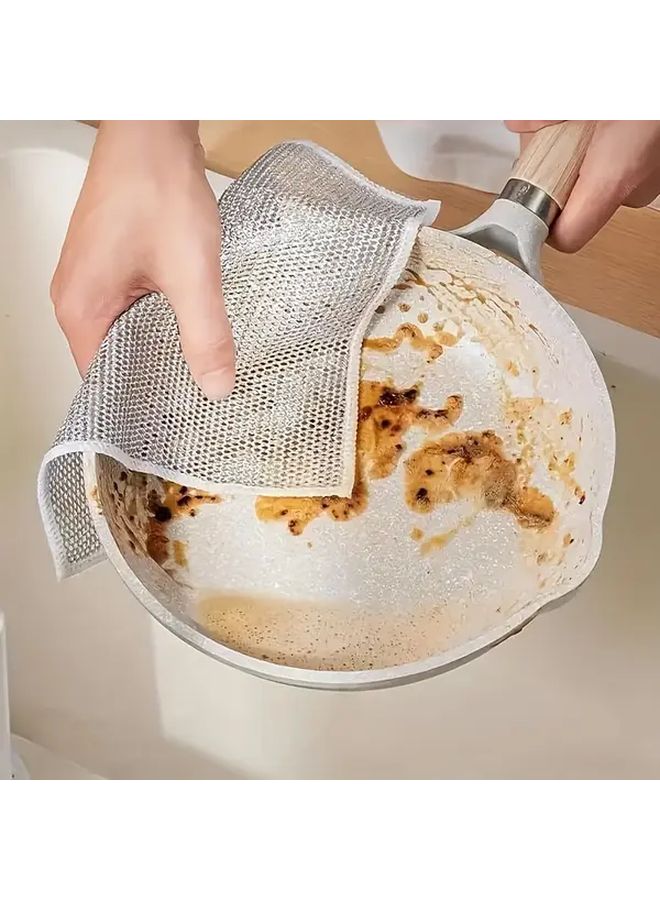 10pc Stainless Steel Scrubber Pads Non Stick Mesh Cloths For Cleaning Dishes Pots Stoves - Image 3