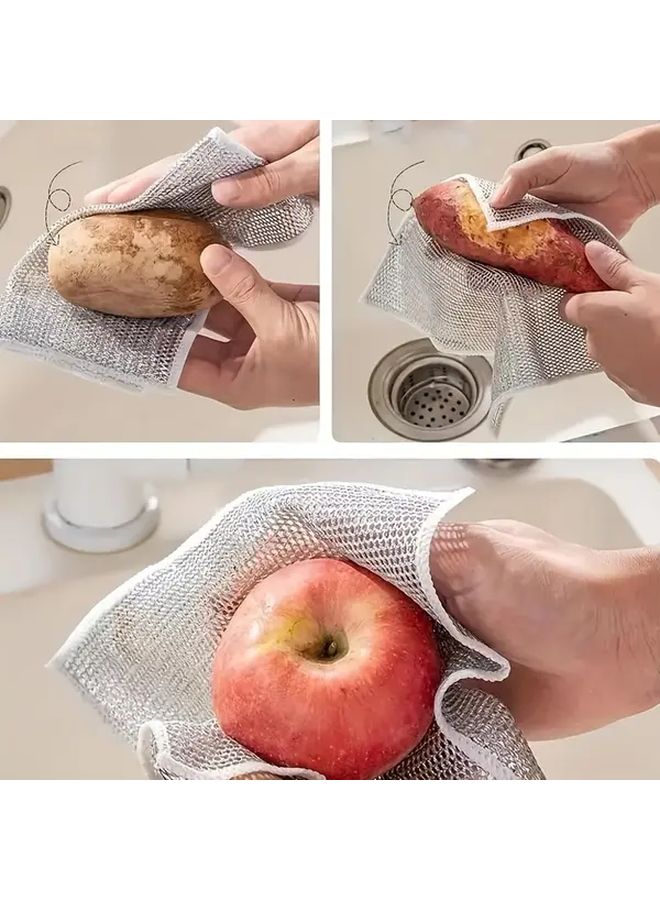 10pc Stainless Steel Scrubber Pads Non Stick Mesh Cloths For Cleaning Dishes Pots Stoves - Image 4