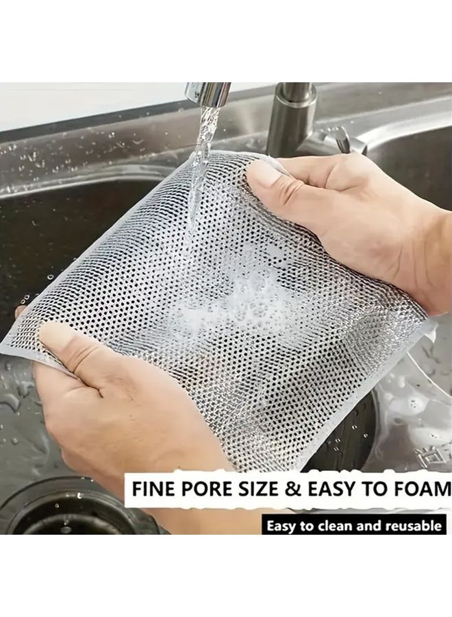 10pc Stainless Steel Scrubber Pads Non Stick Mesh Cloths For Cleaning Dishes Pots Stoves - Image 2