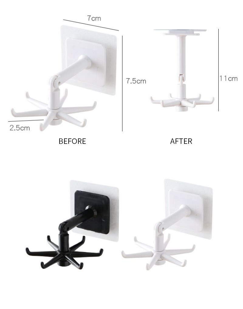 HOME CUBE 2 Pc Adhesive Sticker ABS Plastic Hook Towel Hanger 360 Degree for KitchenBathroomUtensil Hook HolderBedroom Clothing Hanger Random Color - Image 5