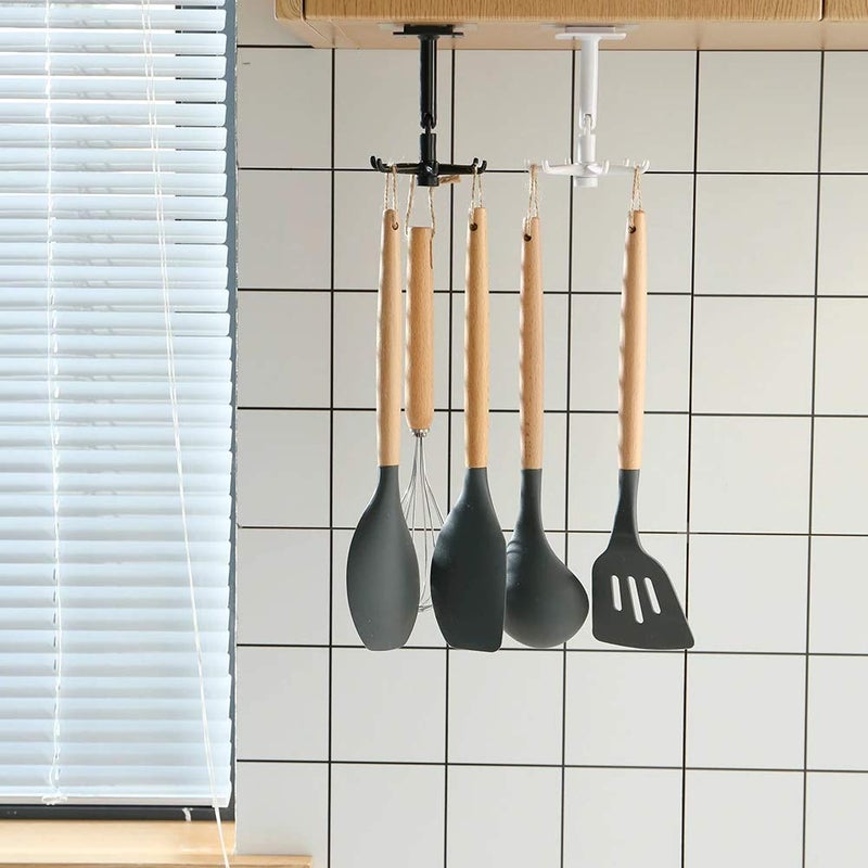 HOME CUBE 2 Pc Adhesive Sticker ABS Plastic Hook Towel Hanger 360 Degree for KitchenBathroomUtensil Hook HolderBedroom Clothing Hanger Random Color - Image 4