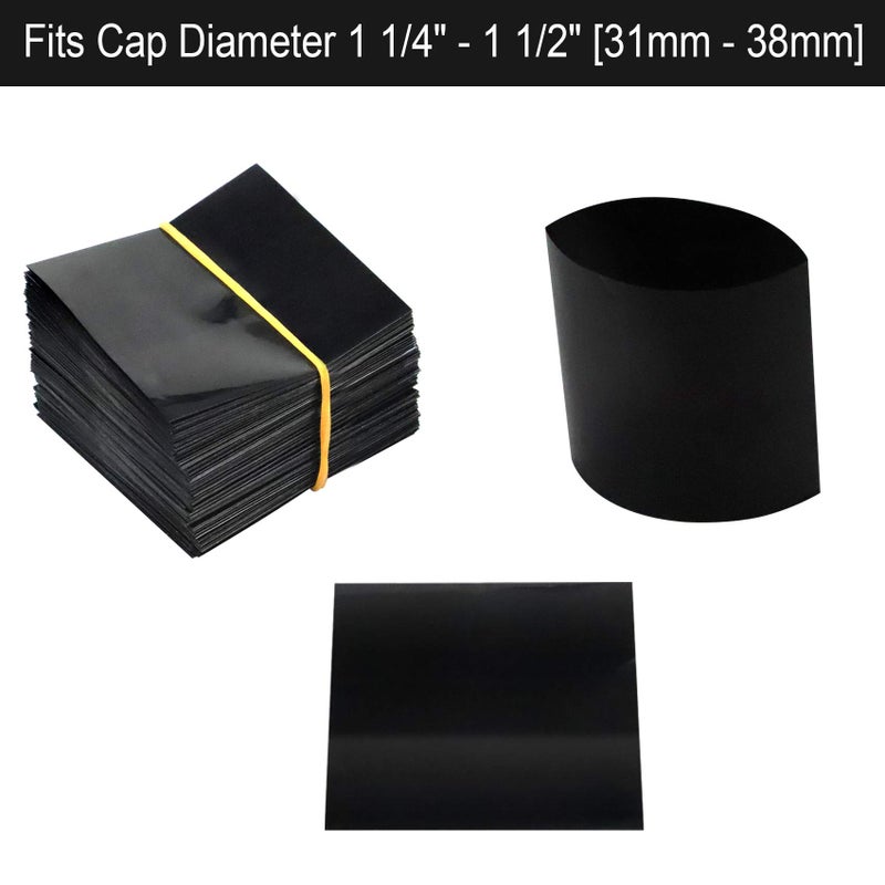 Morepack Black Shrink Bands, 65x60 mm 200 Pieces Heat Shrink Wrap Sealer for Bottles [Compatible Diameter Range: 1 1/4â€ â€“ 1 1/2â€] - Image 4