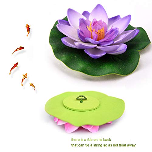 Happy Trees 12 Pcs Artificial Floating Foam Lotus Flower with Water Lily Pad, Lifelike Ornanment Home Garden Pond Decor Indian Decorations Return Gifts - Image 4