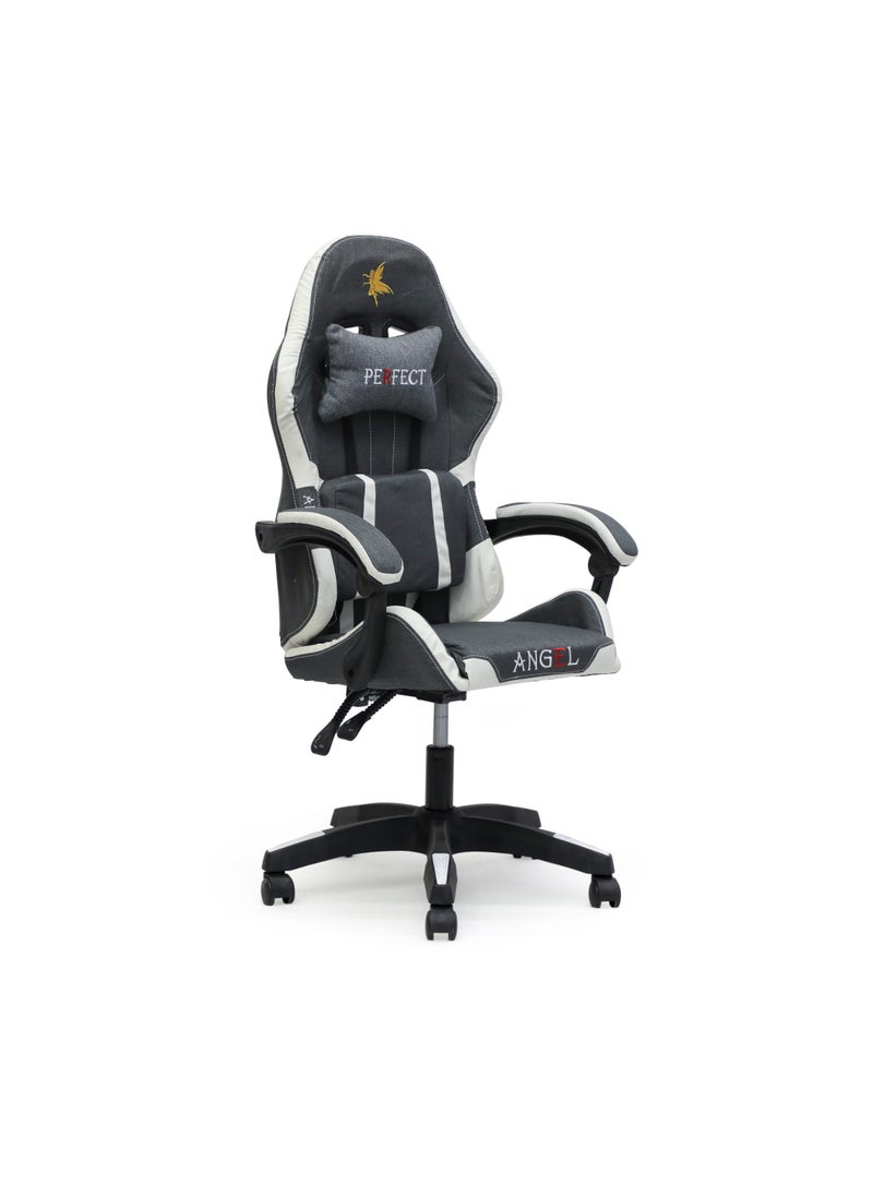 Multi Home Furniture - Best Executive Gaming Chair with Retractable Modern design Without footrest and cusion  For Video Gaming Without Footrest and  For PC With adjustable Height and Fully Reclining Back And Head Rest For ADULTS (10 TO 20) Years MH-FR34-Grey/White - Image 1