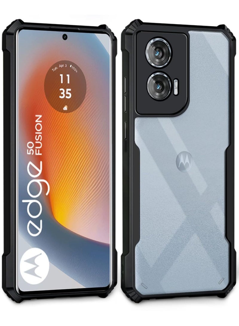 Moto Edge 50 Fusion 5G Back Cover Transparent Crystal Clear Hard PC Back Case with TPU Bumper, Drop Protection Case Cover for Moto Edge 50 Fusion  - Image 1