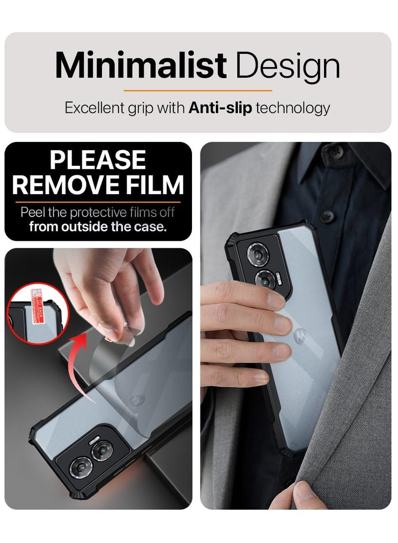 Moto Edge 50 Fusion 5G Back Cover Transparent Crystal Clear Hard PC Back Case with TPU Bumper, Drop Protection Case Cover for Moto Edge 50 Fusion  - Image 2