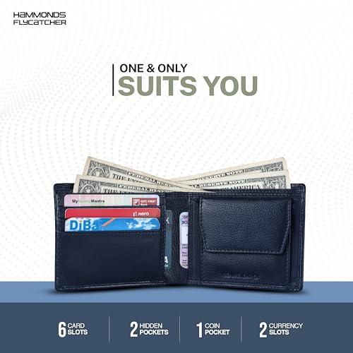 HAMMONDS FLYCATCHER Wallet for Men Leather Original, Mens Wallet, Leather Wallets for Men Stylish, Bi-Fold Wallets for Man, 6 Card Slots, Easy Access Card Slots, Coin Pocket, Mens Gift - Croc Blue - Image 4