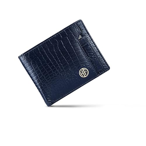 HAMMONDS FLYCATCHER Wallet for Men Leather Original, Mens Wallet, Leather Wallets for Men Stylish, Bi-Fold Wallets for Man, 6 Card Slots, Easy Access Card Slots, Coin Pocket, Mens Gift - Croc Blue - Image 1