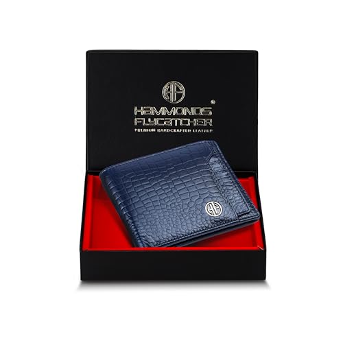 HAMMONDS FLYCATCHER Wallet for Men Leather Original, Mens Wallet, Leather Wallets for Men Stylish, Bi-Fold Wallets for Man, 6 Card Slots, Easy Access Card Slots, Coin Pocket, Mens Gift - Croc Blue - Image 2