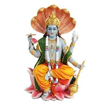 PTC PTC 8 Inch Vishnu with Lotus Mythological Indian Hindu God Statue Figurine 