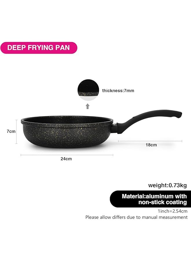 فيسمان مقلاة غريس العميقة ٢٤ سم، ألومنيوم بطبقة غير لاصقة، مقلاة طهي بمقبض من الباكليت، مقلاة سوتيه، رائعة للأطعمة المقلية - Image 2