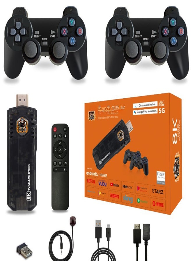 X8 dual-system high-definition game console game stick with 2.4G doubles game handle support TV Android system X8-64G - Image 1