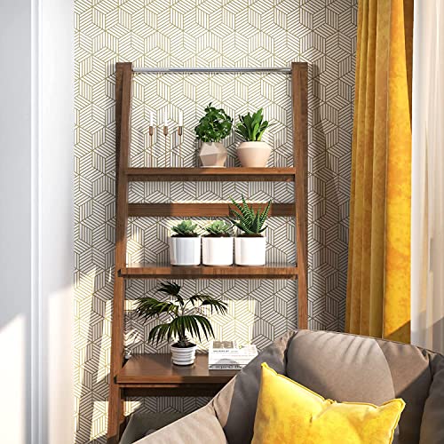 FOKRIM Gold and White Geometric Wallpaper for Walls Sticker 45.5x300.5cm (14-SQFT) Peel and Stick, Removable Self Adhesive, Waterproof Wallpaper, Elegant Wall Decor for Home and Office - Image 3