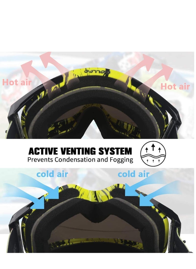 Excefore - Motorcycle Goggles, Dirt Bike Goggles, ATV Racing Motocross Goggle Glasses, UV Protection Windproof Anti Fog Racing Goggles, Racing Helmet Goggles, for Adults Men Women Youth Kids (Green) - Image 1